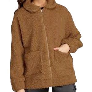 Brown Teddy Bear Fleece Zip Up Jackets, Size XL